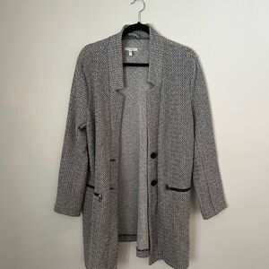 Maurices Women's Black and White Herringbone Blazer